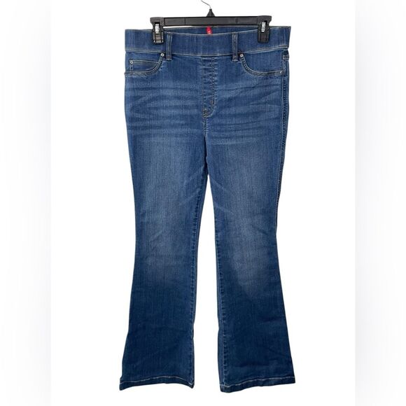 SPANX Flare Jeans in Vintage Indigo Blue Size LARGE Denim 20456R Pull On - Picture 1 of 8